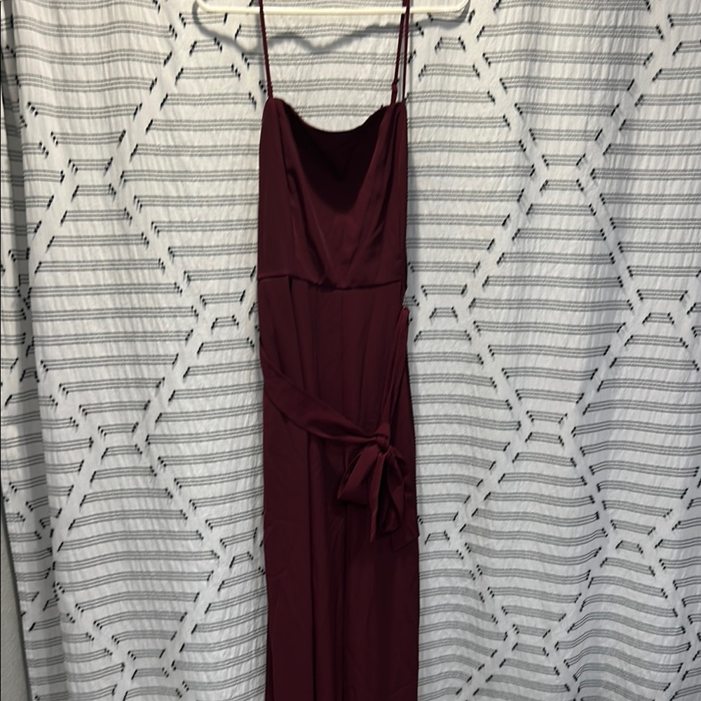 Elegant Burgundy Spaghetti Strap Jumpsuit